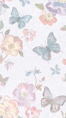 Pastel floral and butterfly print