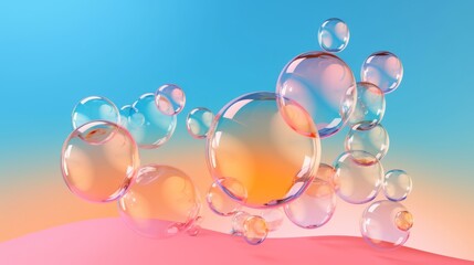 Abstract Background with Colorful Pink Bubbles and Gradient, Relaxing and Calming Flowing Motion