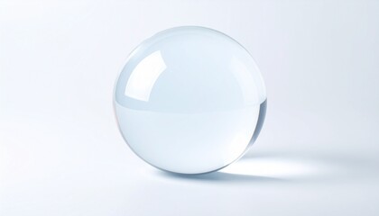 Crystal Clear Sphere on White Surface　透明な球体　ガラス玉　水晶玉