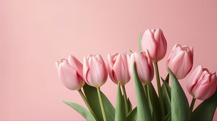 Obraz premium pink tulips spring flower background