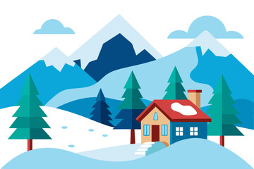 winter landscape with houses