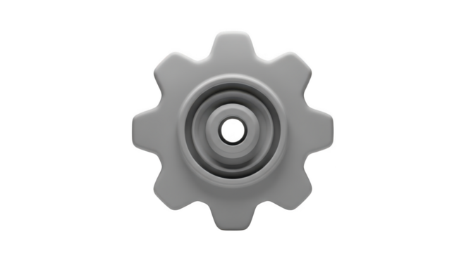 Gear isolated on transparent background for industrial design