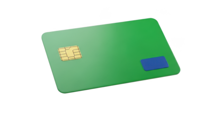Green credit card isolated on transparent background