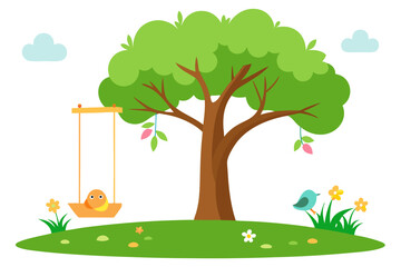 summer landscape with tree