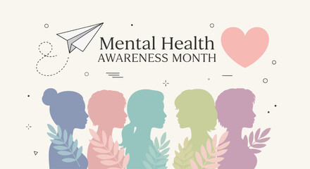 Mental Health Awareness Month Support Community Vector Illustration