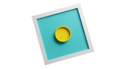 Abstract frame with yellow cup isolated on transparent background