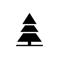 Obraz premium Vector art of stylized black silhouette of a fir tree with three layers