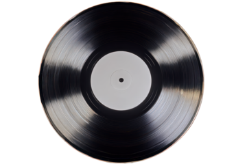 Black And White Vinyl Record with Transparent Background