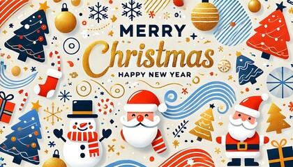 Obraz premium Merry Christmas Street Decor in Red White Green