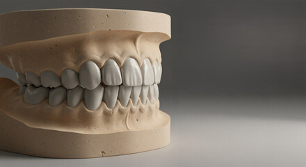 Orthodontic dental molds with detailed teeth structure against a soft background