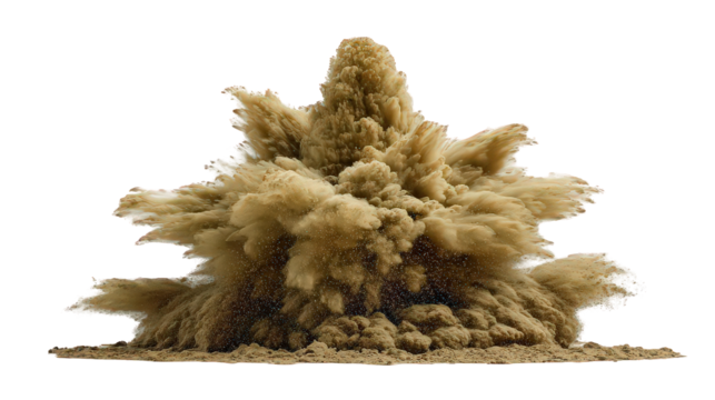 Tan Sand Explosion on Black Background