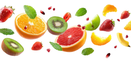 Vibrant Colorful Fruit Medley on Transparent Background