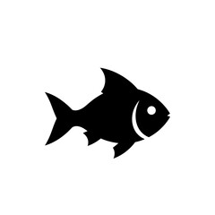 Obraz premium Vector art of simple black silhouette of a fish swimming
