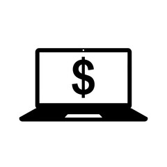 Vector art of laptop computer displaying a dollar sign on the screen
