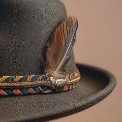 Traditional Felt Hat with Feather and Braided Band Detail