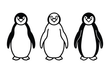 Fototapeta premium three penguins on a white background