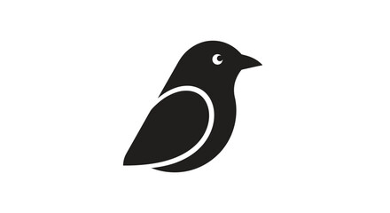 Minimalist Black Bird Silhouette on White Background.