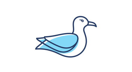 Elegant seagull logo design with blue and white colors minimalist style.