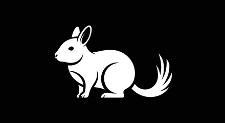 White Rabbit Silhouette Icon Simple Minimalist Design.