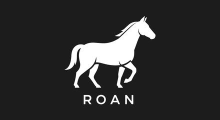 Elegant white roan horse silhouette logo design concept.