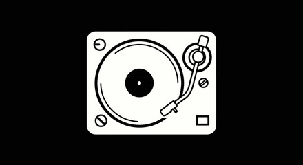 Graphic illustration of a vintage DJ turntable for music playback.