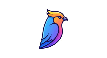 Fototapeta premium Colorful cartoon bird illustration vibrant colors profile view stylized design detailed features.