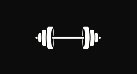 White barbell icon for weightlifting and fitness training.