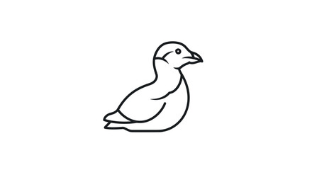 Simple outline drawing of a cute duckling bird with detailed features.