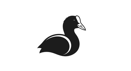 Obraz premium Stylized black silhouette of a coot bird with white forehead marking.
