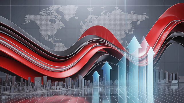 Business Growth Concept with Rising Arrows and Futuristic Corporate Background