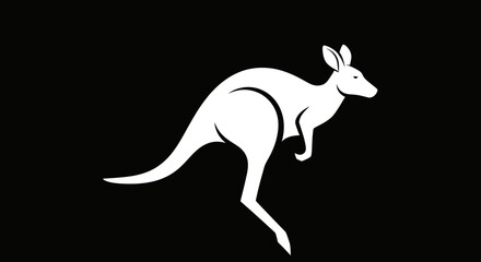 Silhouette of a Kangaroo in Profile View.