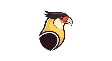 Crested Caracara Bird Head Illustration with Detailed Plumage and Distinctive Markings.