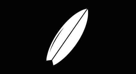 Minimalist White Surfboard Illustration on Black Background.