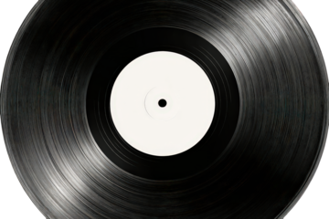 Black And White Vinyl Record With Detailed Texture On Transparent Background