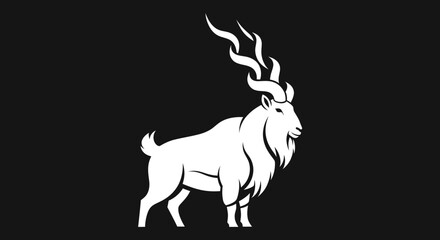 Majestic Markhor Wild Goat Profile View.