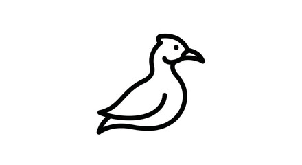 Simple outline drawing of a bird with a curved beak and elegant posture.