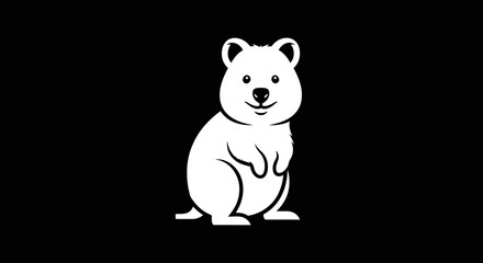 Cute Quokka Illustration on Black Background.