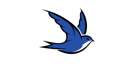 Blue Swallow Bird in Flight Logo Design.