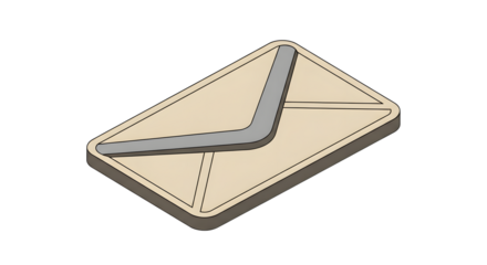 Isometric Illustration of Closed Envelope with Gray Flap on Light Beige Background