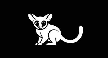Stylized White Galago Icon For Logo Design.