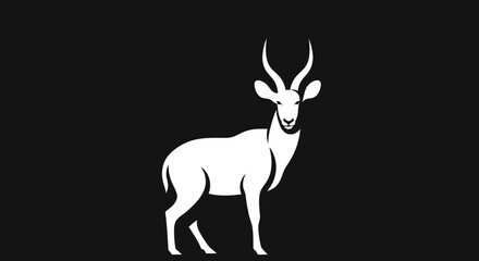 Elegant Antelope Silhouette on Black Background.