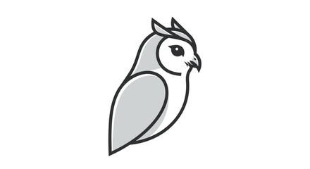 Side view of a stylized owl detailed outline simple design focused on the birds features.