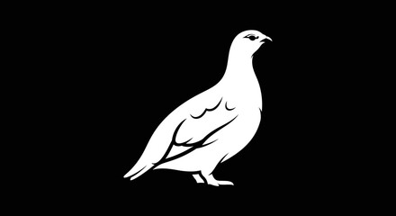 White Silhouette of a Ptarmigan Bird.