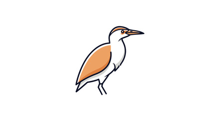 Stylized Illustration of a Heron Bird Standing.