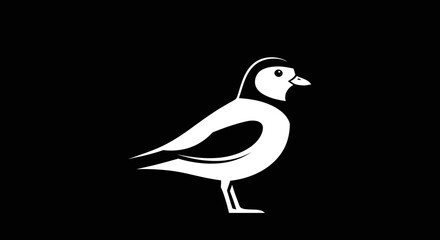 Minimalist White Bird Silhouette on a Black Background.