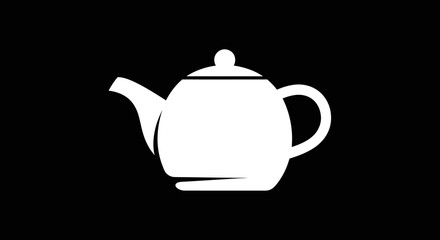 Simple white silhouette icon of a classic teapot.
