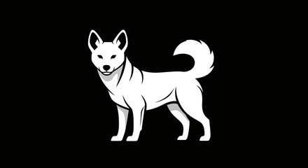 White dog standing alert canine posture animal portrait.