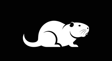 Simple white nutria rodent animal vector illustration graphic.