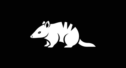 White Armadillo Silhouette Illustration.