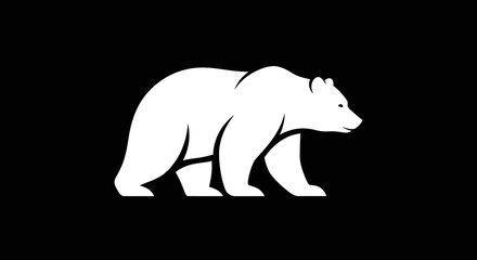White bear silhouette on black background representing strength and power.
